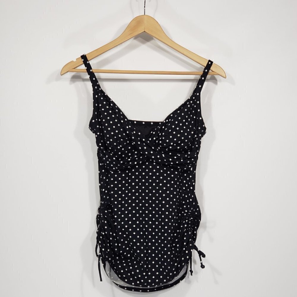 Kirkland Signature by Miraclesuit Black & White Polka Dot Swimsuit Tank Size S